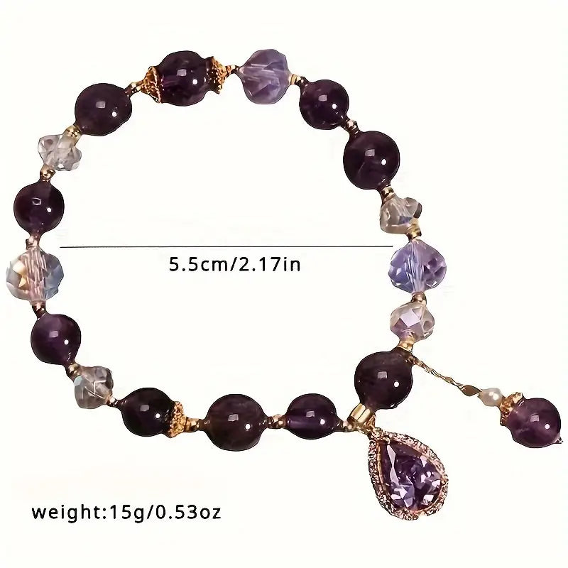Elegant Amethyst Heart Pendant Bracelet