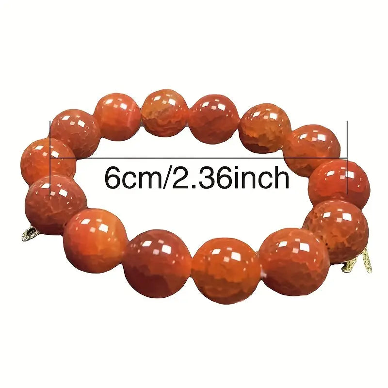 Natural Red Agate Dragon Scale Pattern Bracelet