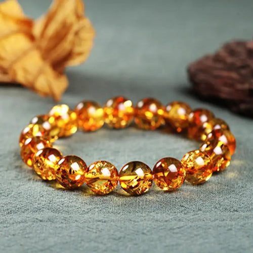 Amber Golden Flower Pearl Buddha Bead Bracelet Honey Wax Bracelet