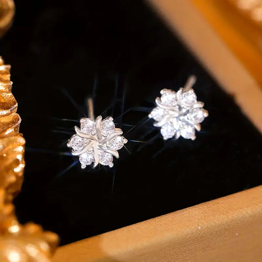 Simple Zircon Snowflake Stud Earrings