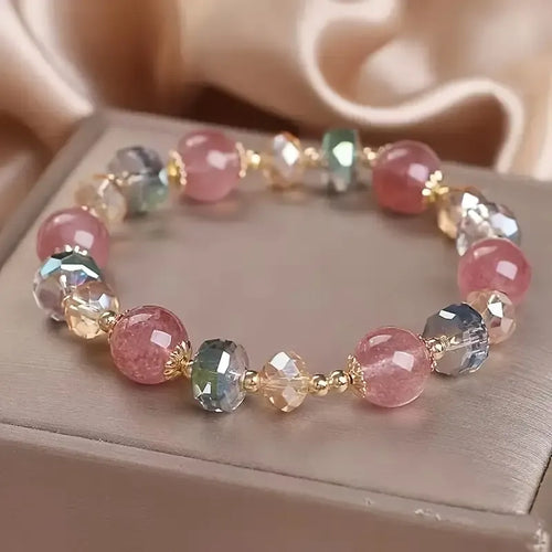 Bohemian Style Strawberry Faux Crystal Beaded Bracelet