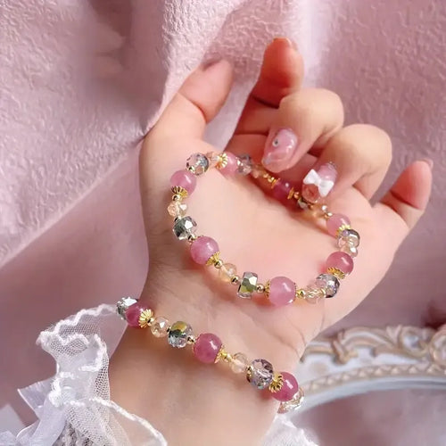 Bohemian Style Strawberry Faux Crystal Beaded Bracelet