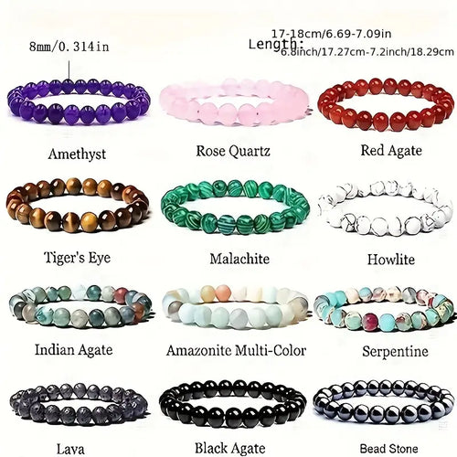 8mm Gemstones Beaded Stretch Bracelet