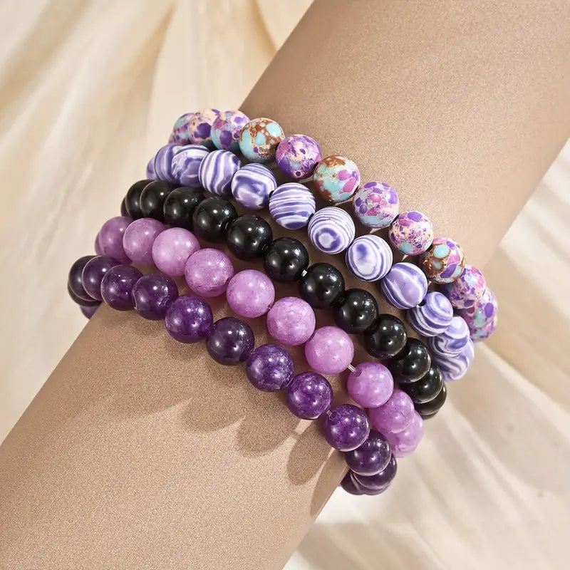 Boho Chic Natural Stone Beaded Bracelets Set