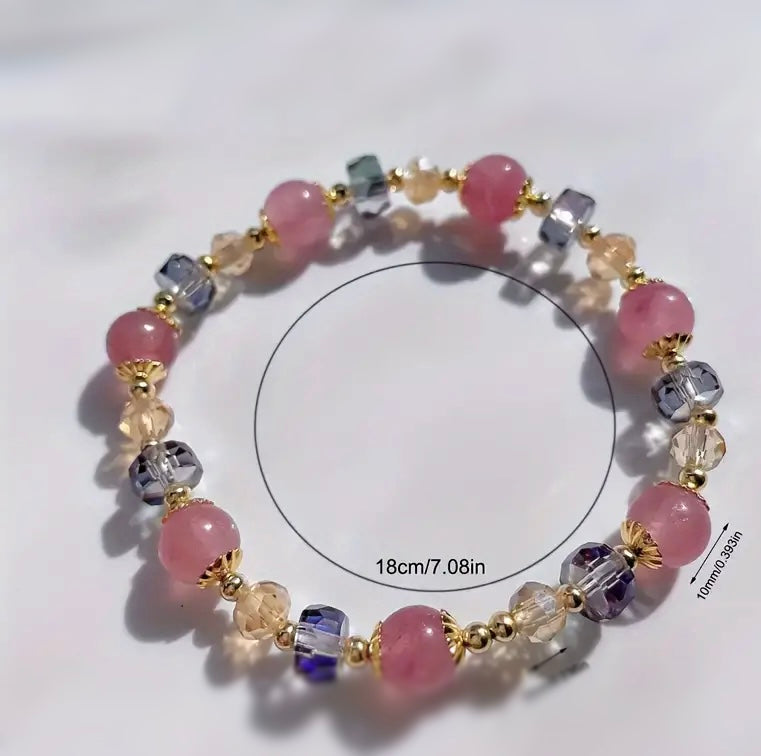 Bohemian Style Strawberry Faux Crystal Beaded Bracelet