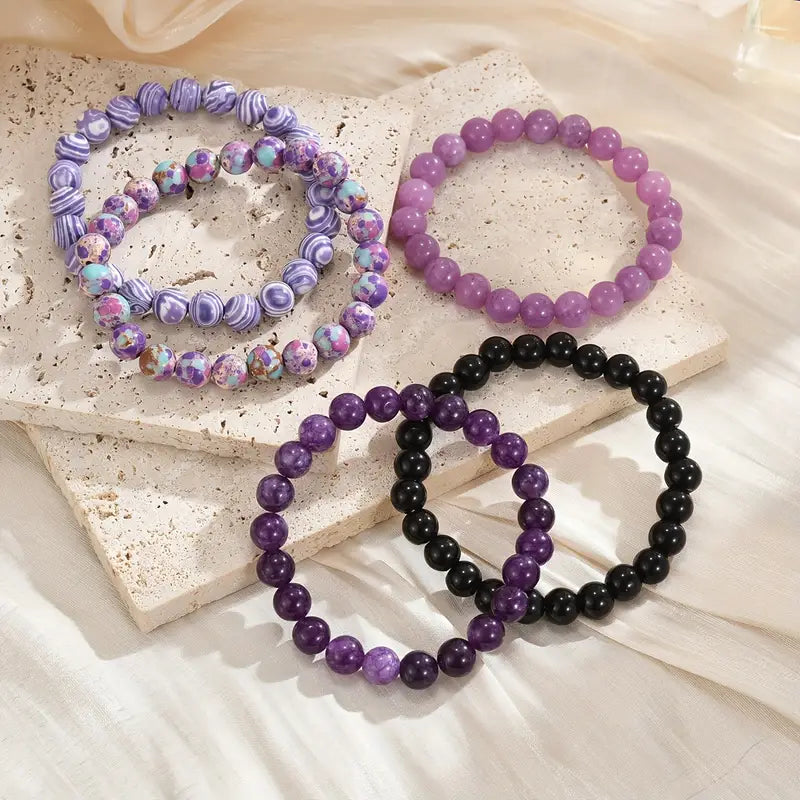Boho Chic Natural Stone Beaded Bracelets Set