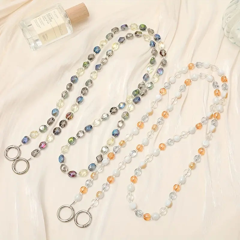 Colorful Crystal Glass Bead Phone Strap