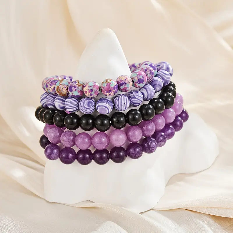 Boho Chic Natural Stone Beaded Bracelets Set