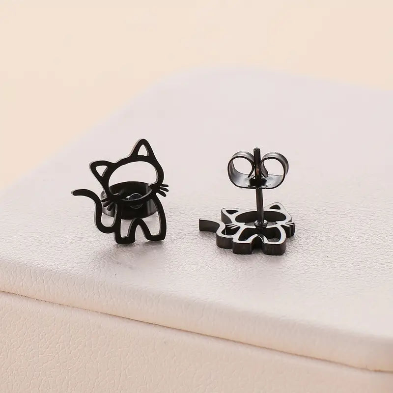 Elegant 18K Gold-Plated Kitty Stud Earring
