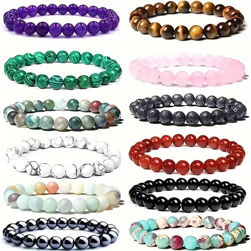 8mm Gemstones Beaded Stretch Bracelet
