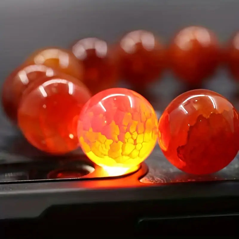 Natural Red Agate Dragon Scale Pattern Bracelet