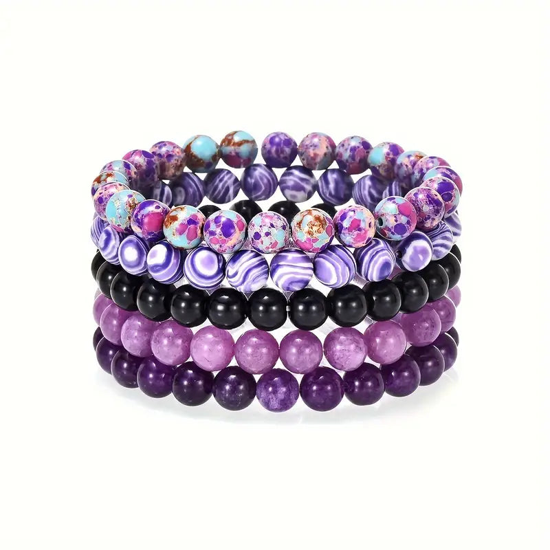 Boho Chic Natural Stone Beaded Bracelets Set