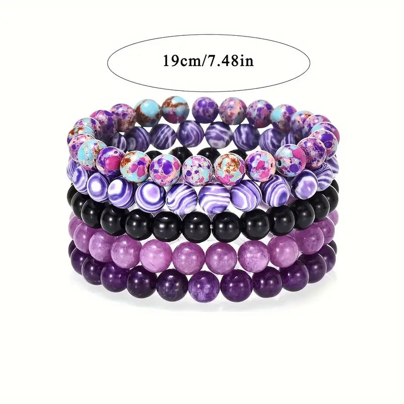 Boho Chic Natural Stone Beaded Bracelets Set
